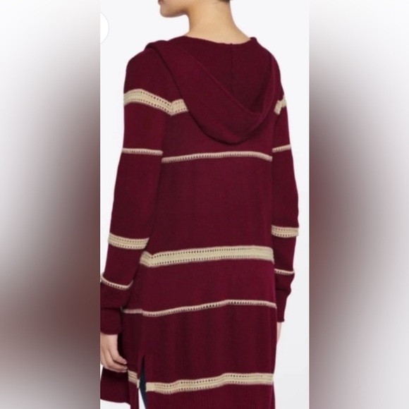 NWT - Lety & Me Burgundy/Ivory Hooded Cardigan - M‎ - Picture 3 of 6